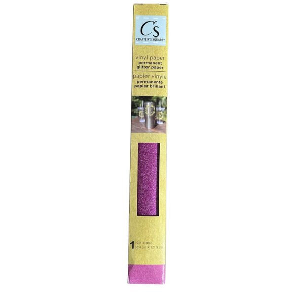 Crafter's Square Pink Glitter Vinyl 12"x48" Roll Permanent New in Box - Picture 1 of 2